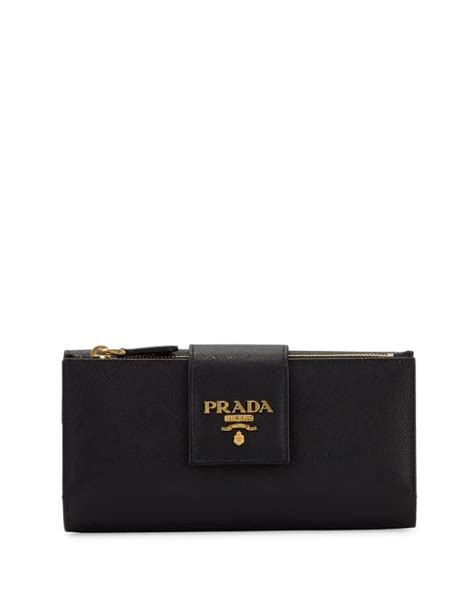 prada large saffiano logo-tab wallet different views